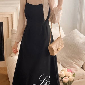 내일도착 롱원피스 Made)로우어 핀턱 뷔스티에 롱원피스(허리잘록/A라인/훌/출근룩/데이트룩/하객룩/격식룩)