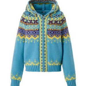 [비엔엑스] 노르딕 배색 후드 집업 니트 가디건 (BX4CD047L0)