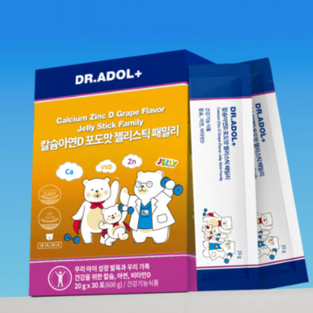 닥터아돌 칼슘아연D 포도맛 젤리스틱 30포, 1개