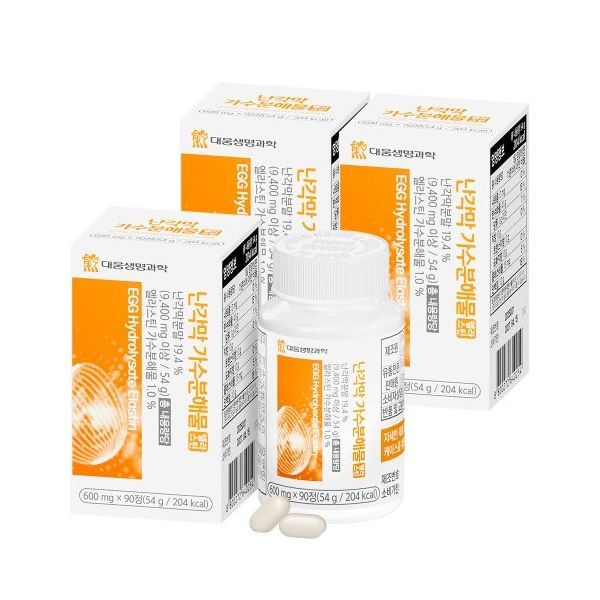 대웅생명과학 난각막 가수분해물 엘라스틴 90정, 3개