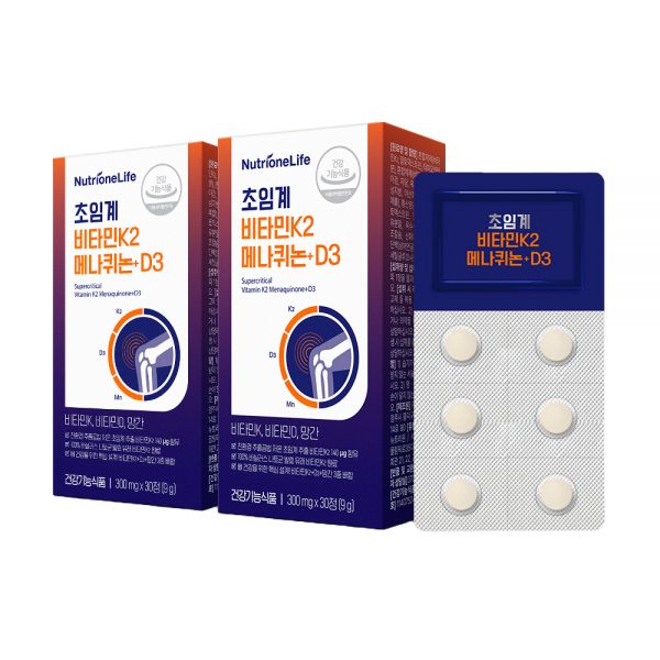 뉴트리원 초임계 <b>비타민 K</b>2 메나퀴논+D3 30정, 3개