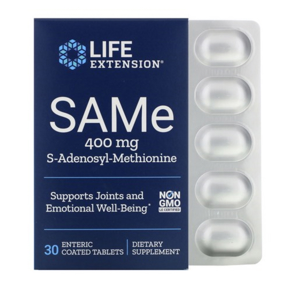 라이프익스텐션 SAMe 400mg S-<b>아데노실</b>-<b>메티오닌</b> 엔테릭 코티드 타블렛 30정, 1개