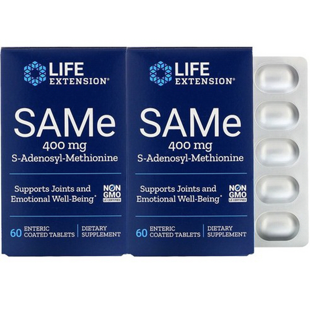 라이프익스텐션 SAMe 400mg S-<b>아데노실</b>-<b>메티오닌</b> 엔테릭 코티드 타블렛 60정, 1개