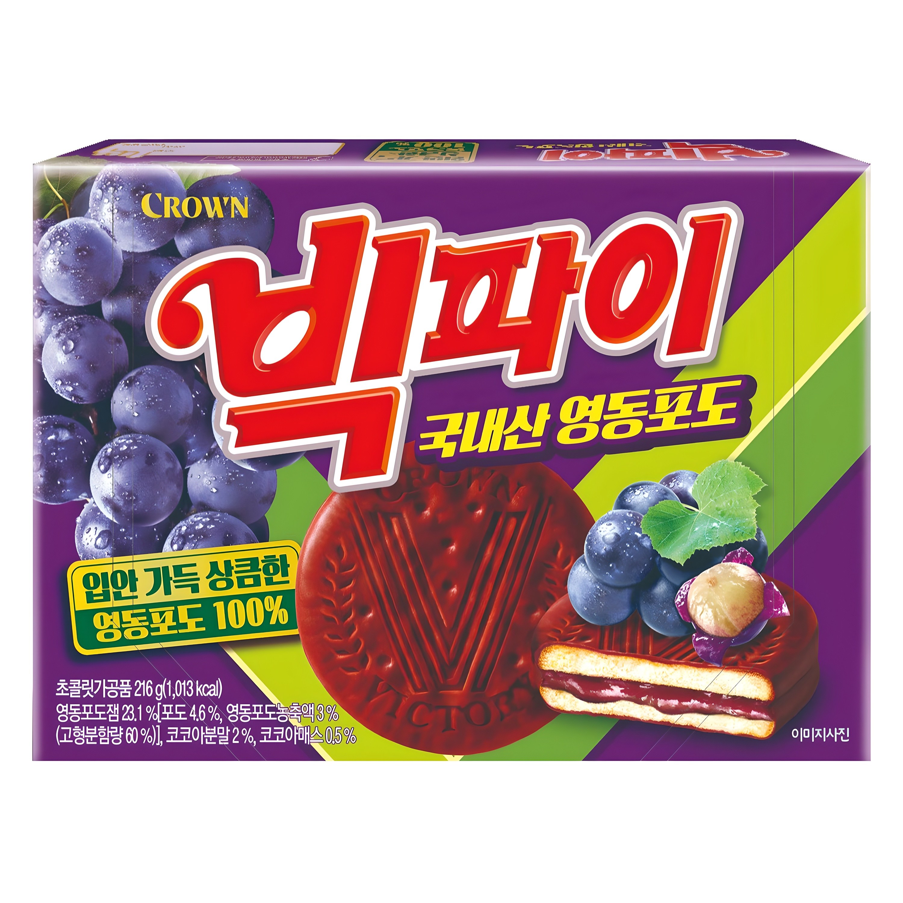 빅파이 영동포도 과자파이 중, 216g, 1개 (2,240원) (무료)