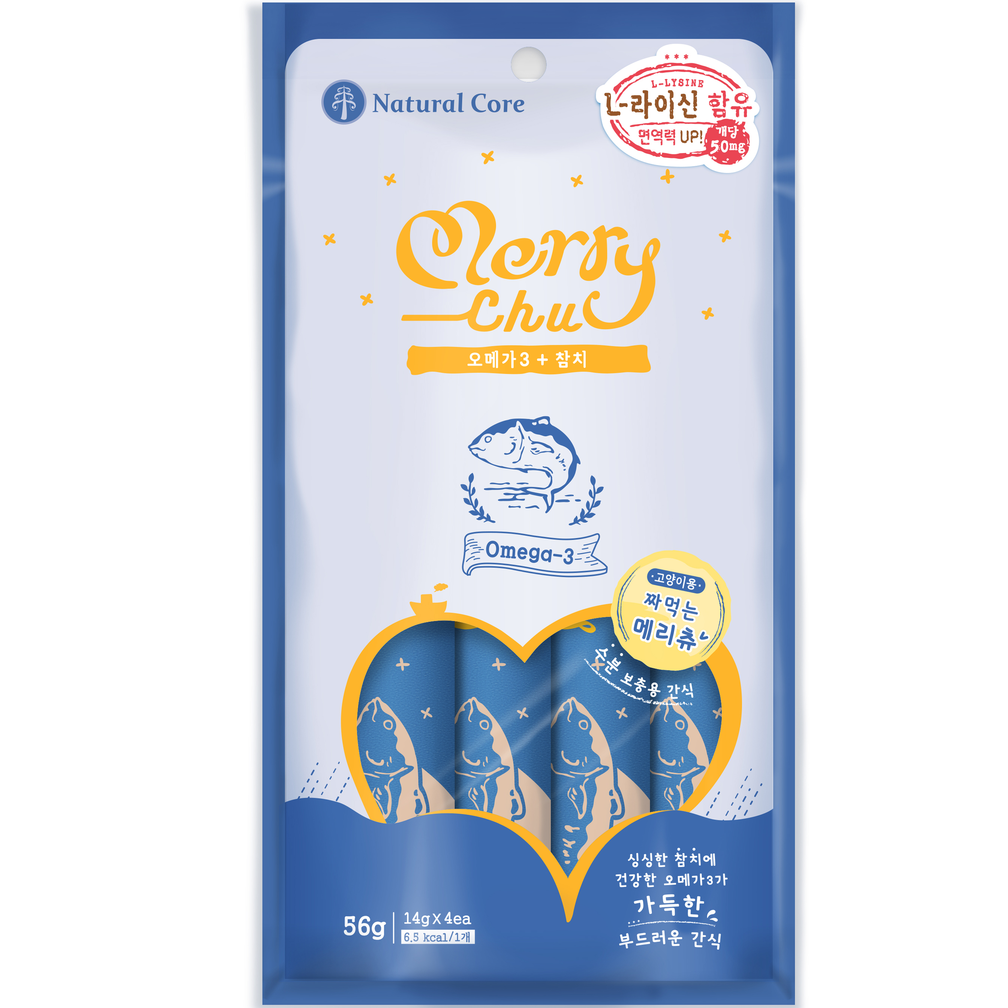 네츄럴코어 메리츄 고양이 간식 오메가3 참치 혼합맛 56g 12개