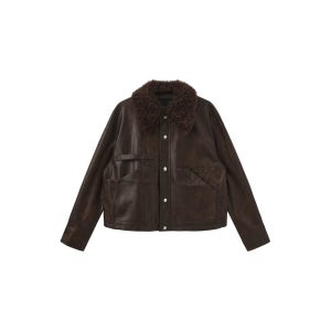 [THE PROUDER : 더 프라우더] Utility Tools pockets Vegan Leather Jacket Dark Brown