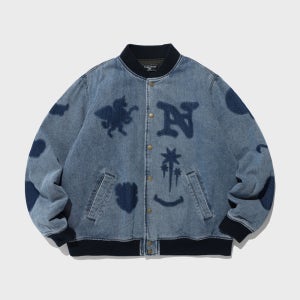 [나이스고스트클럽] WASHED EMBLEM DENIM VARSITY JACKET_BLUE(NG2DFUD110A)