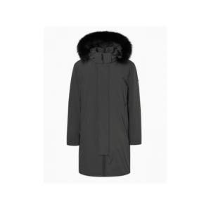 [헤지스] 그레이 프리미엄 폭스퍼 탈부착 구스다운 파카 HZJU4D602S2