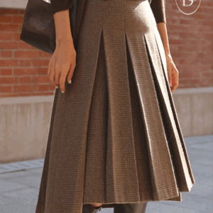 타임 언발 핀턱 스커트