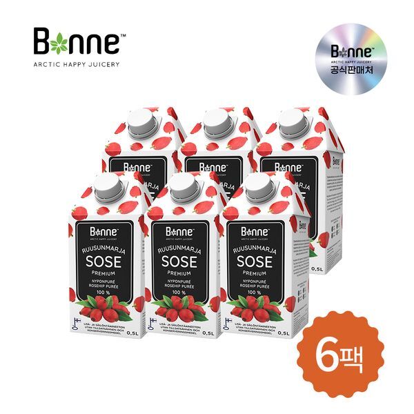 교보문고 본네프리미엄 <b>로즈힙</b> 퓨레 주스 500ml 6개입