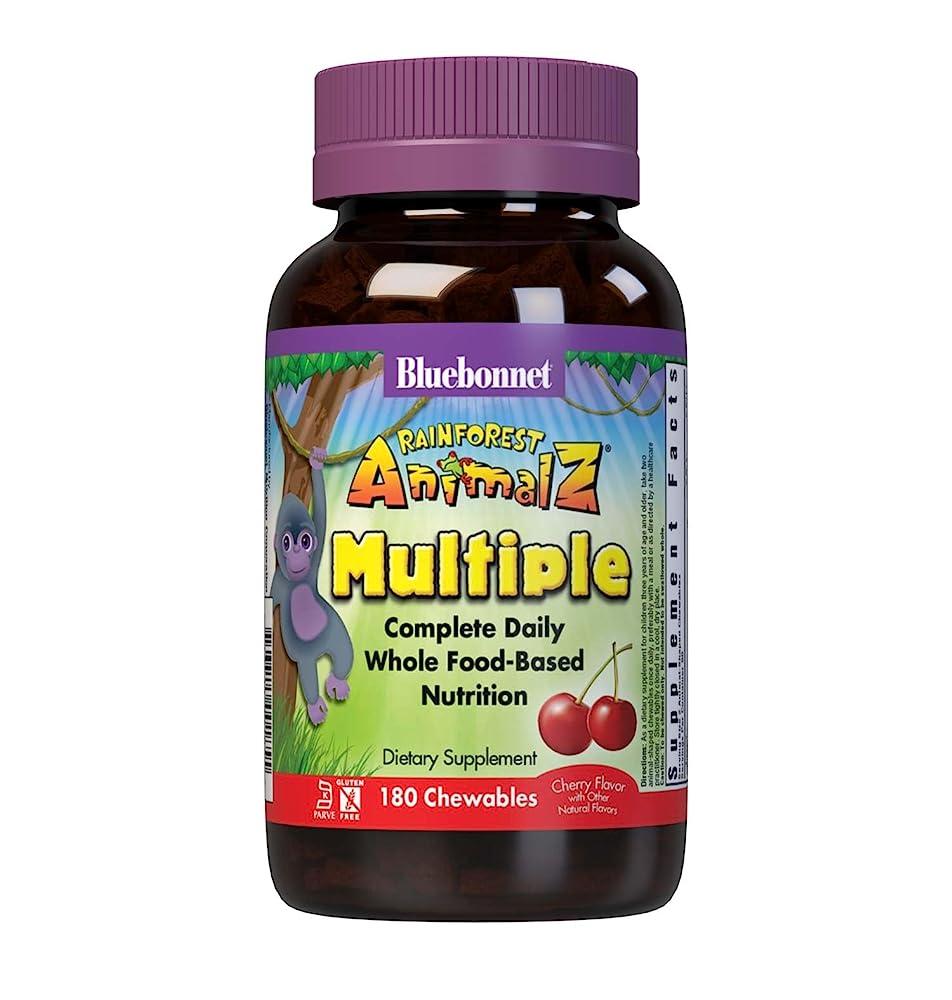 블루보넷 블루보넷 <b>레인 포레스트 애니멀즈</b> 아동용 멀티 비타민 체리맛 츄어블 180정