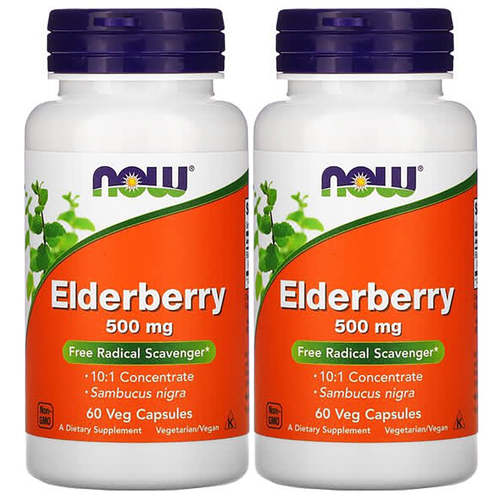 나우푸드 <b>엘더베리 500mg</b> 60베지캡슐 삼부커스 x 2개