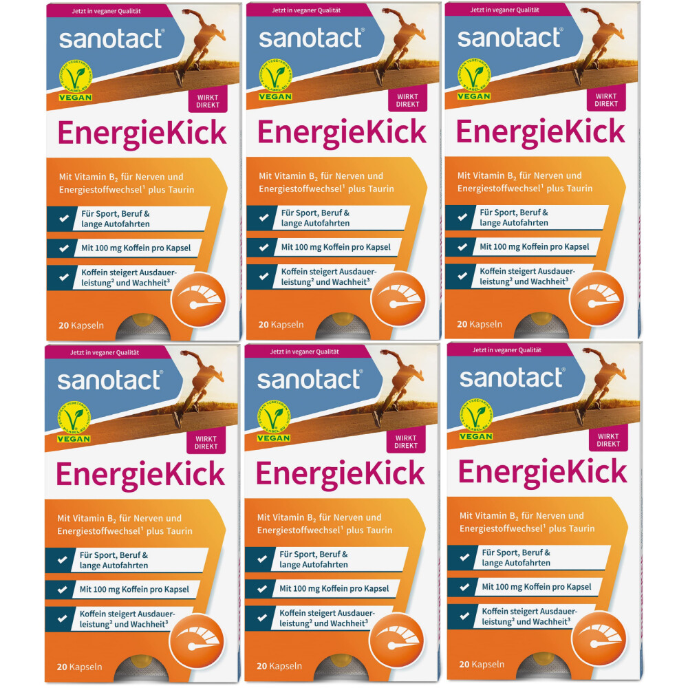 자노닥트 EnergieKick 에너지킥 타우린+<b>비타민B2</b> 20캡슐 6팩