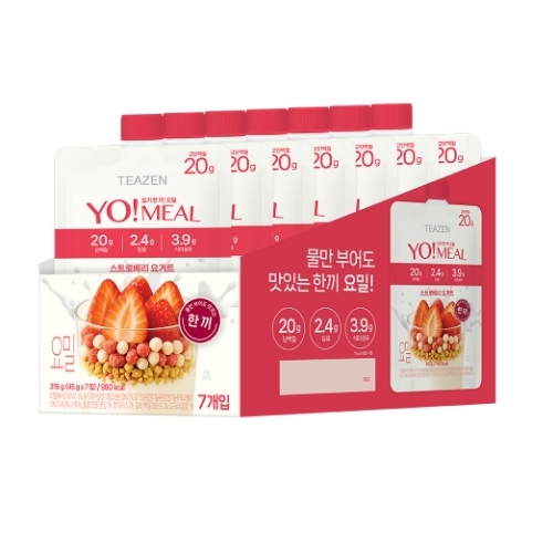 티젠 YO!MEAL 스트로베리 요거트 45g, 7포, 1개
