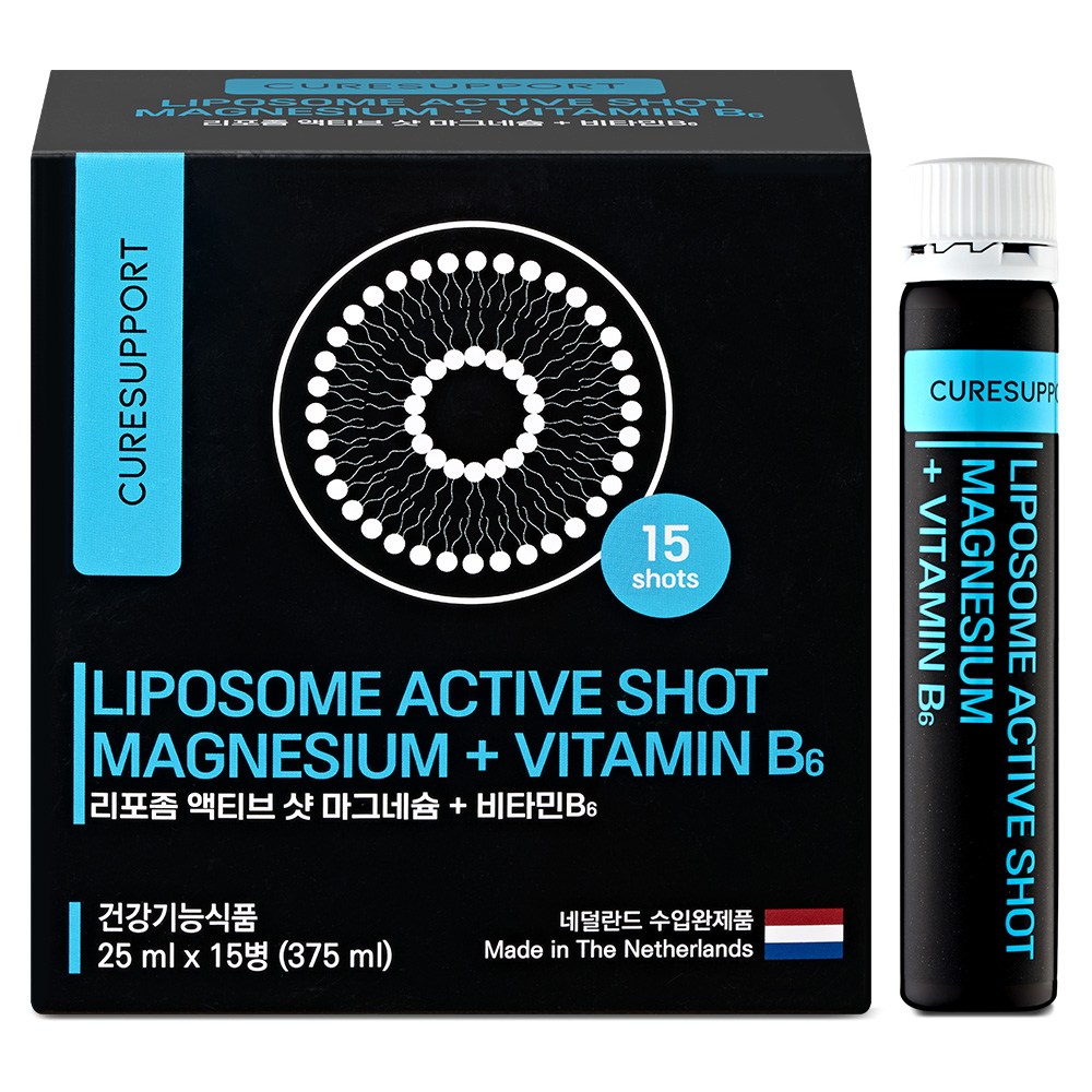 큐어서포트 리포좀 액티브 샷 마그네슘 + 비타민B6 25ml x 15개입, 3개