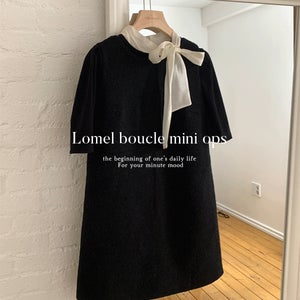 [연말룩/하객룩] 로멜 울 부클 미니 원피스 ops (울60%)