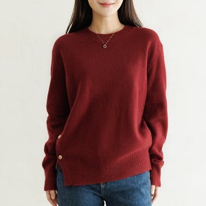 [THE BLACK] (메리노울100%) 머멀언발버튼메리노울니트 KNE6026[차콜,그린,브라운,레드,55,66,77]