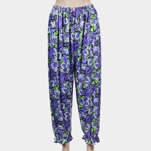 [하프클럽] ONM 여성 꽃무늬 발목 밴딩 고급 9부 파자마 잠옷 바지