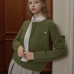[르 스튜디오] GARTER STITCH BUTTON CARDIGAN_Olive Green LS254CD029COGN