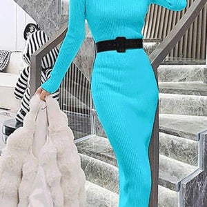 [7000원 추가할인]발렌틴 폴라넥 골지 니트 롱원피스