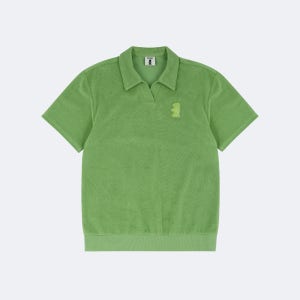 테리 브이넥 티셔츠 그린