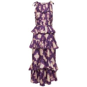 울라존슨 여성 Serafina 프린트 실크 롱 드레스 보라색/화이트 77IZIY013 4256587