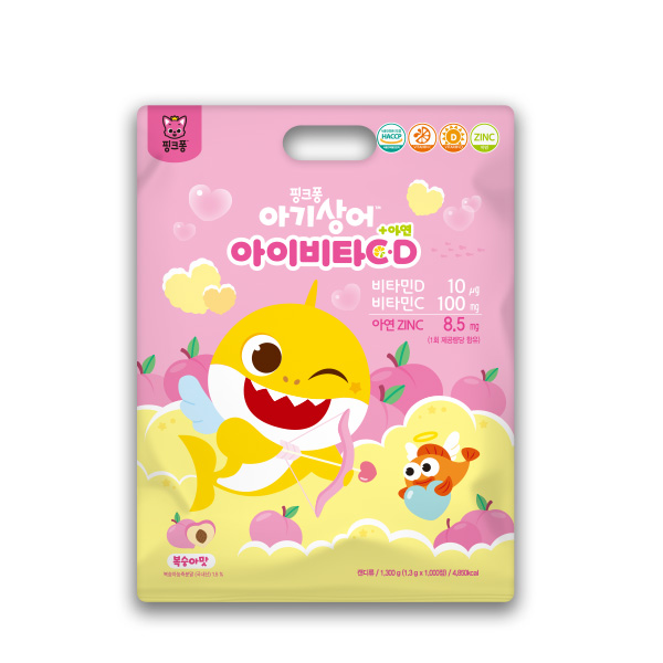 핑크퐁 아이비타 C,D+아연 복숭아맛 1000정, 1개