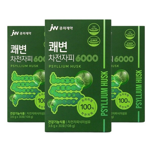 <b>jw중외제약</b> 쾌변 차전자피 6000 직빵 식이섬유 영양제 <b>콜레스테롤</b> 효능 30포 3박스