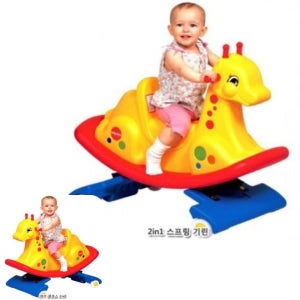 마이한 키재기 스프링기린 오렌지 흔들말타기 쿠쿠토이즈 유아용품 2in1