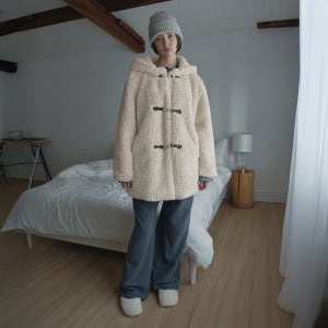 [포에트서울] hooded fur duffle jacket_beige