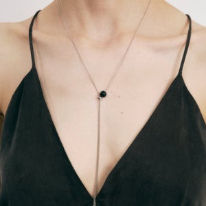 [소수] Round Onyx Simple Chain Necklace 반드시 상품 코드를 넣을 것