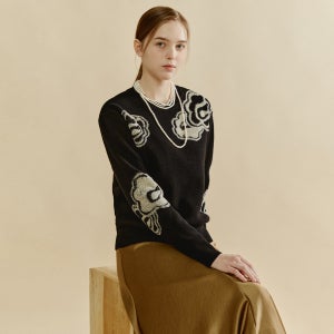 [아이잗바바] 아트 테라피 플라워 모티브 니트 풀오버 (BLACK) BRBA1PO421