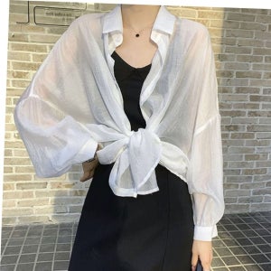 얇은셔츠 여성 시스루 쉬폰 가오리핏 남방 긴팔 봄 여름 셔츠