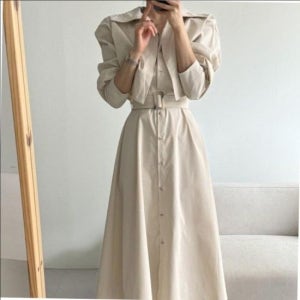 무드 트렌치 벨트 셔츠 롱원피스