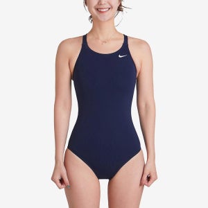 나이키 스윔 앤서 솔리드 패스트백 탄탄이 미드나잇 네이비 [NESSA040-440 자수 로고 여자 실내수영복]