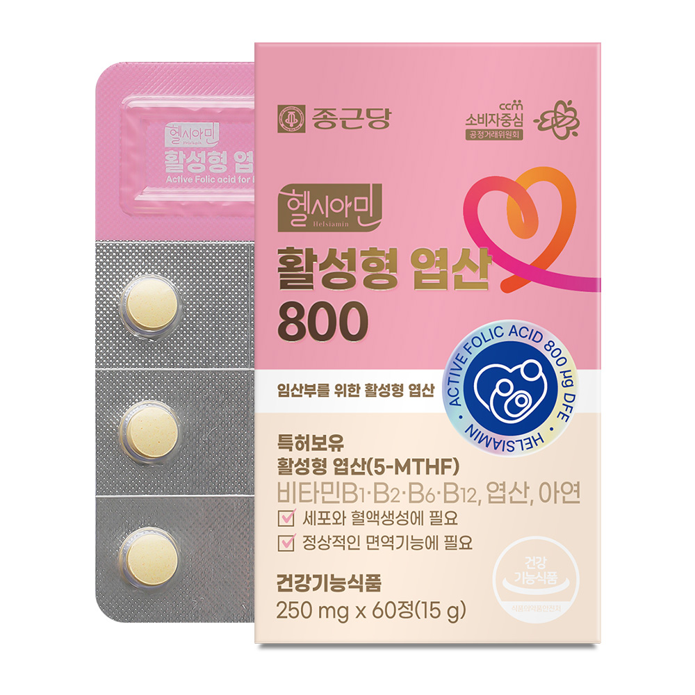 종근당 헬시아민 활성형 엽산 800 250mg x 60정, 3개