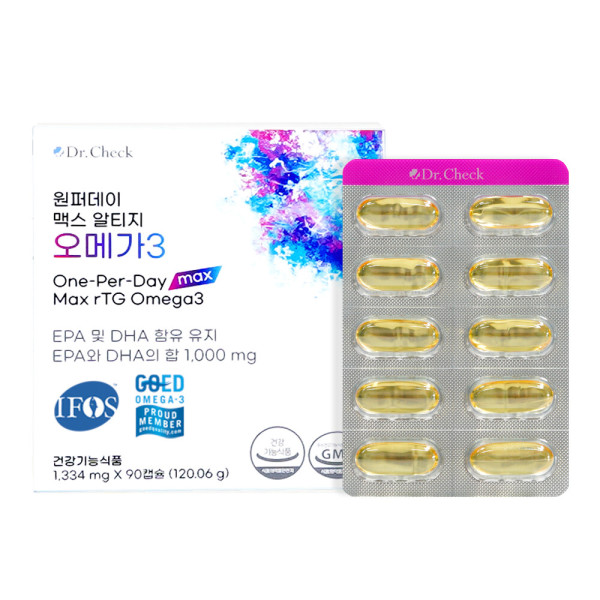 <b>닥터체크</b> 원퍼데이 맥스 알티지 오메가3 90캡슐 1박스 <b>닥터체크</b> 오메가3