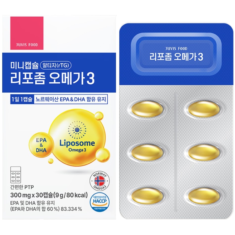 쥬비스 리포좀 <b>오메가</b>3 <b>300mg</b> x 30캡슐, 1개