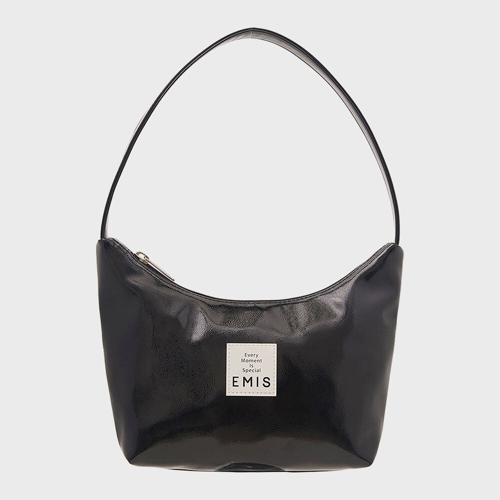 [이미스] NEW ENAMEL HOBO BAG-BLACK