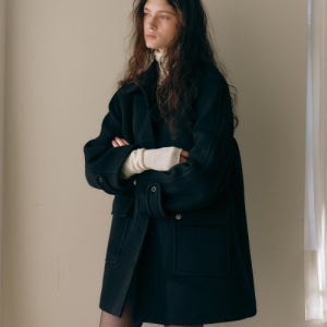 [오스트카카] 캐시미어 울 블랜디드 싱글 하프 코트 블랙 5007944031