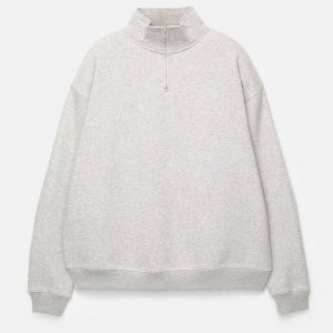 풀앤베어 라이트그레이 베이직 테크니컬 지퍼넥 스웨트셔츠 7560/502 GREY MARL_P0187560502GREYMARL