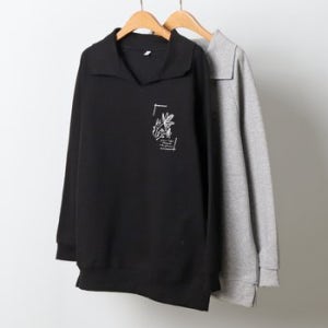 빅사이즈티 J411L 510 플라워나염카라긴팔티 MN