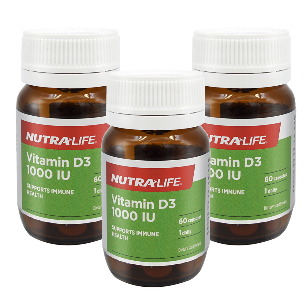 비타민D <b>비타민D3</b> 뉴트라라이프 고함량 뉴질랜드 1000IU 60캡슐 3통  3개
