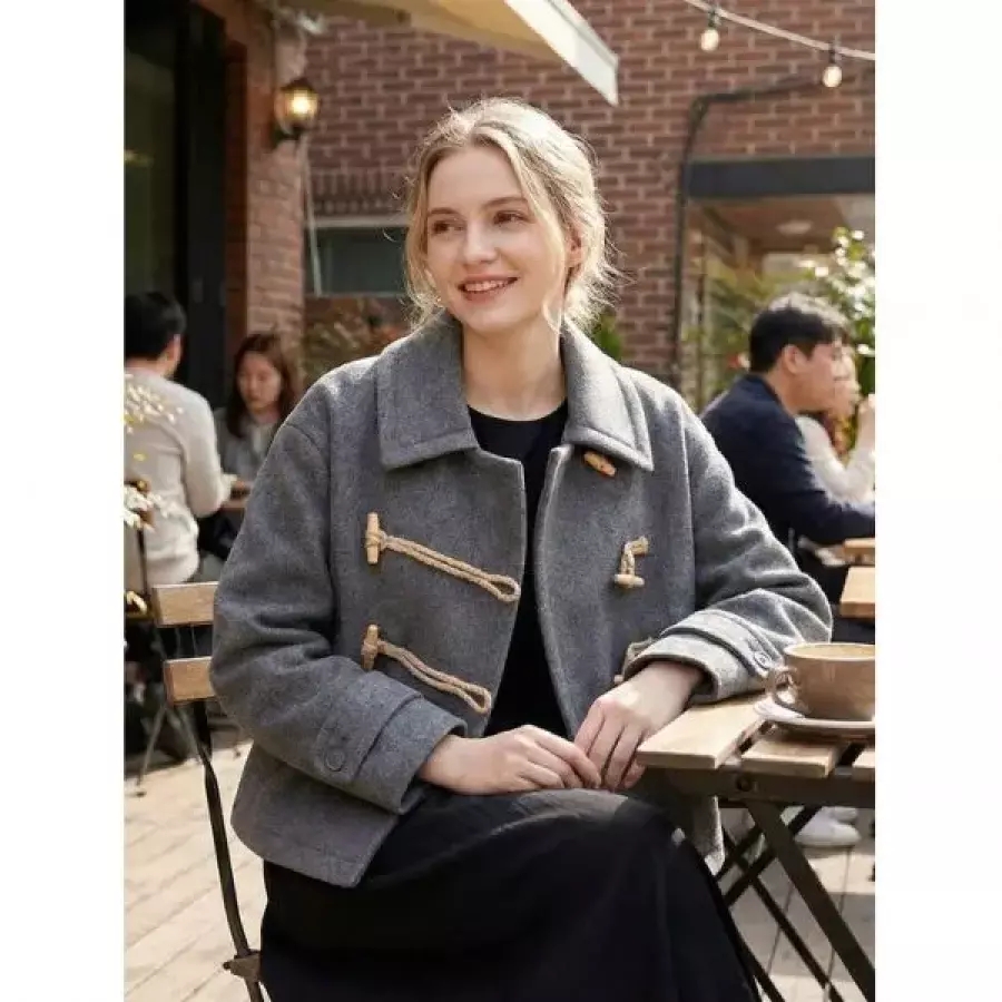 앳코너 오버핏 토글 크롭 울 캐시미어 코트 AECO3F002G2