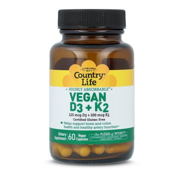 <b>컨트리 라이프</b> 식물성 D3 + <b>K2</b> - 60 식물성캡슐