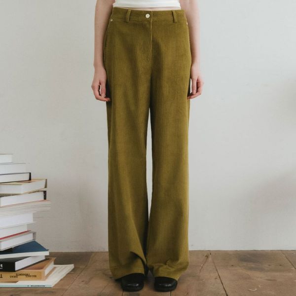 샤드라마 9차 REORDER MOST CORDUROY SEMI WIDE PANTS OLIVE