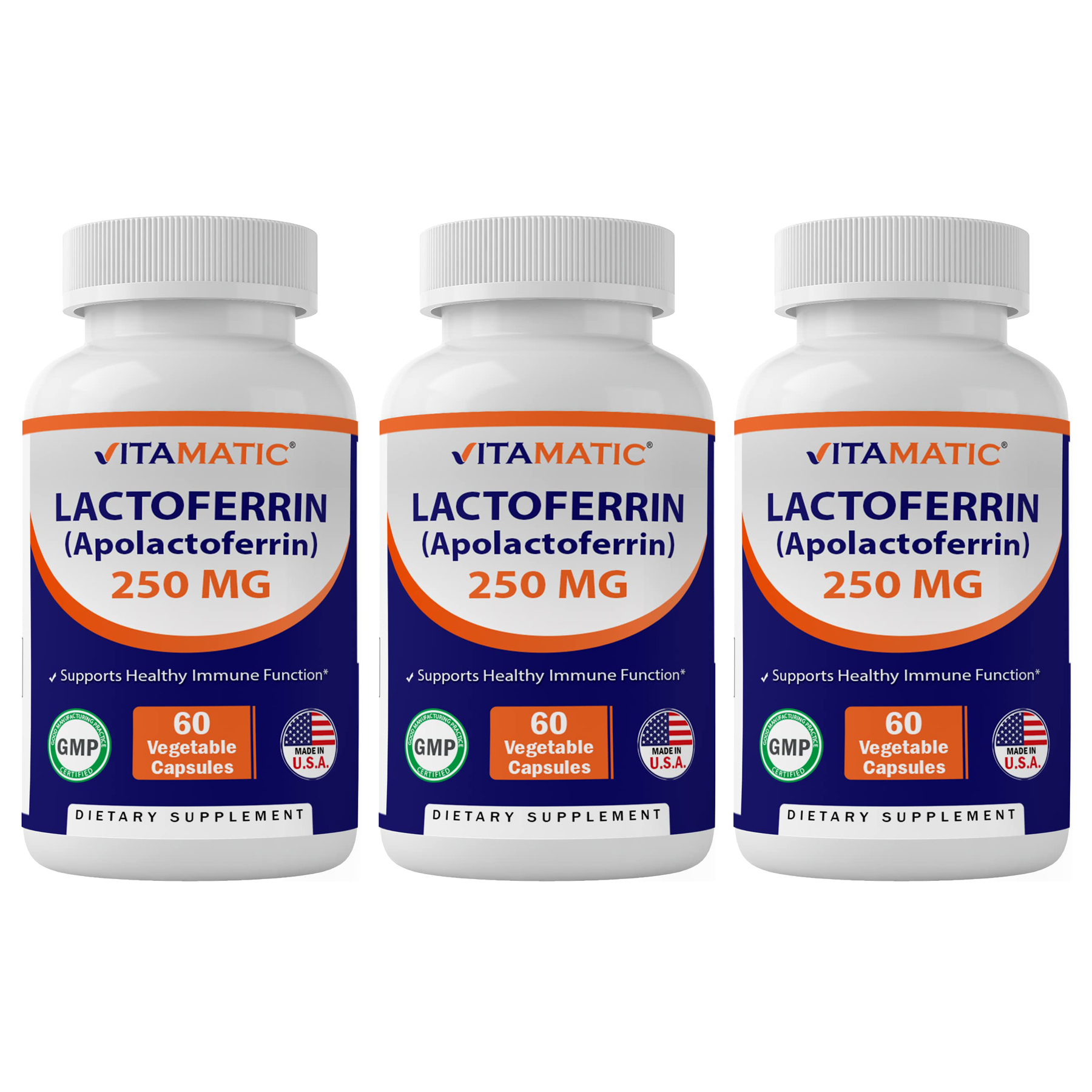 비타매틱 장용성 <b>락토페린</b> 500mg 60정, 3개
