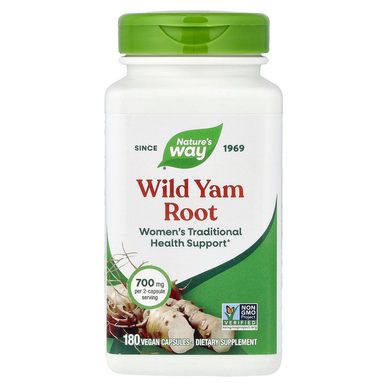 <b>네이쳐스웨이</b> <b>Nature’s Way</b> Wild Yam Root 180 Vegan Capsules 350 mg Per capsule  180 count  1개