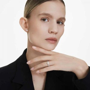 SWAROVSKI Eternity 헤일로 솔리테어 링 - 랩 그로운 다이아몬드 0.45ct tw, 라운드 쉐입, 스털링 실버