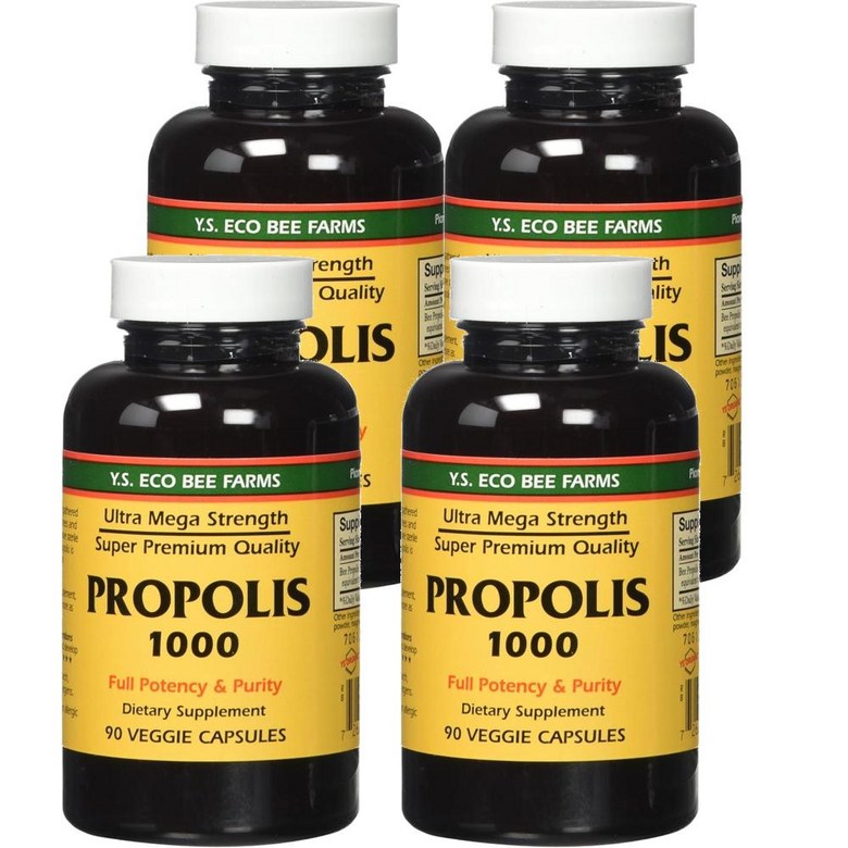 <b>YS</b> Eco Bee Farms Propolis Raw Unprocessed 1000mg <b>YS</b><b>에코비팜</b> 프로폴리스 생 미가공 1000mg 90정 90g  4개